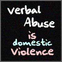 black poster stating verbal abuse is domestic violence