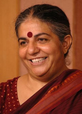 profile photo of vandan shiva smilling wearing burgundy sari