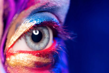 woman's eye painted dramatically 
