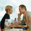 couple sipping wine at dinner table